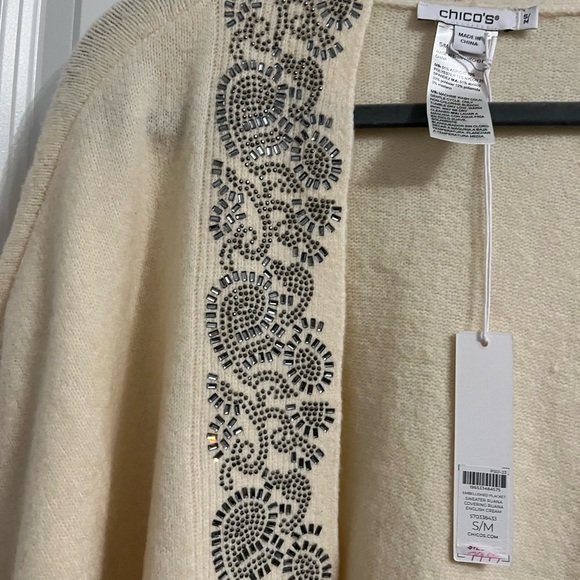 Chico's Ivory Sweater with Black Embellishments - Picture 4 of 6